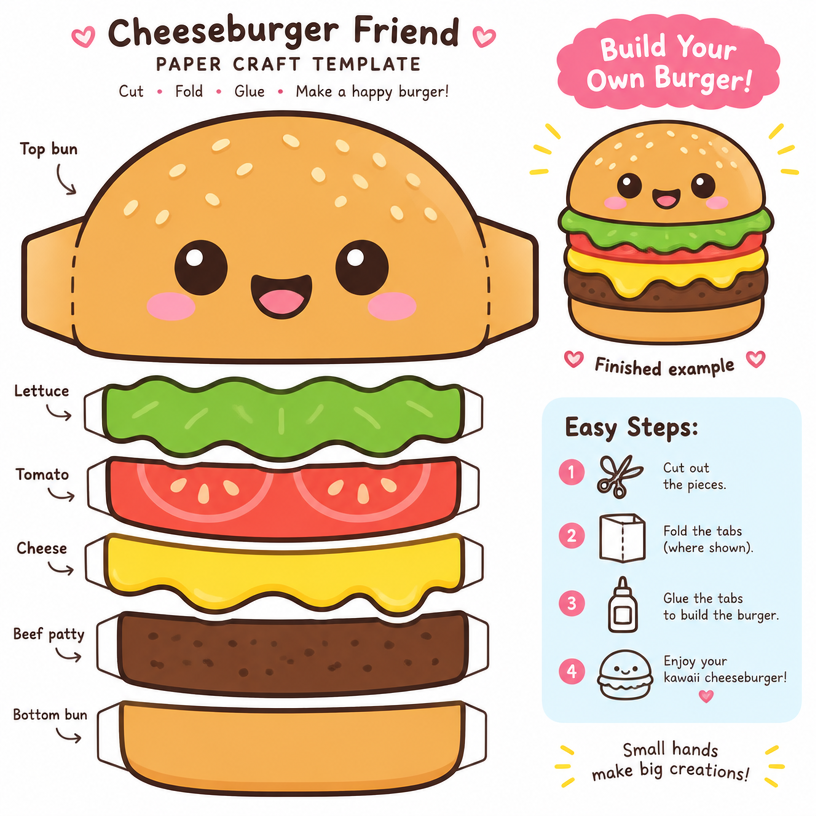 Cheeseburger paper craft template
