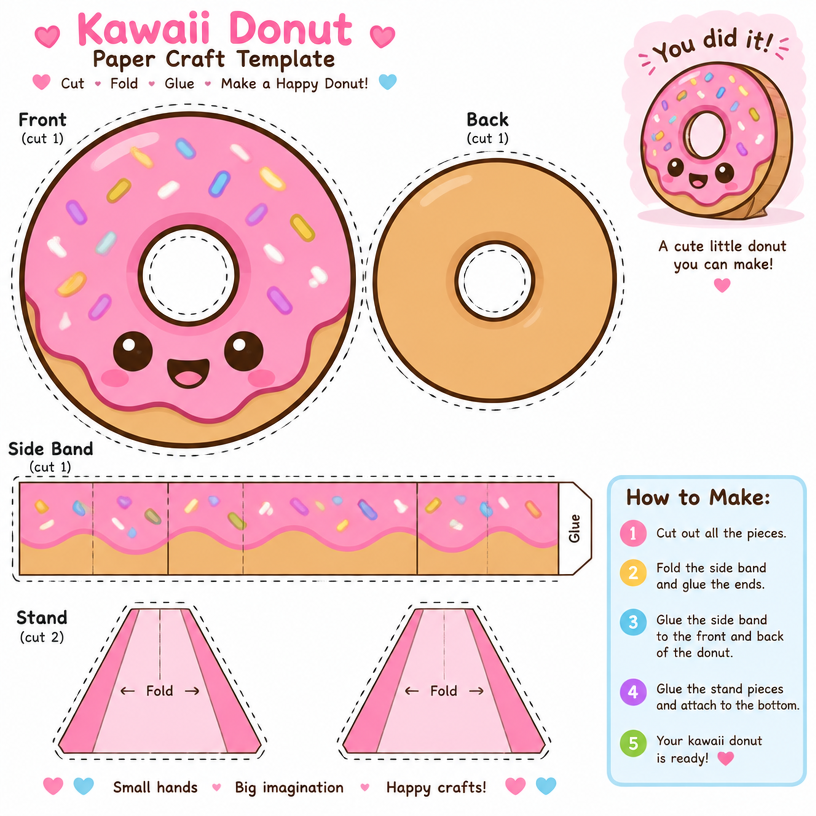 Donut paper craft template