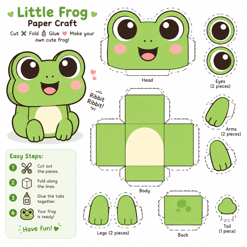 Frog paper craft template