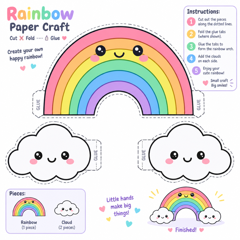 Rainbow paper craft template